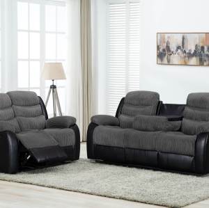 Comfortable Manual Recliner Sofa Set for Two Colors With Drop Down Table for Living Room Furniture