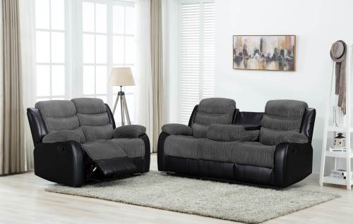 Comfortable Manual Recliner Sofa Set for Two Colors With Drop Down Table for Living Room Furniture