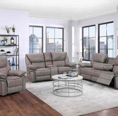Comfortable manual recliner sofa set with customizable Bluetooth speakers.