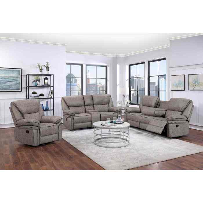 Comfortable manual recliner sofa set with customizable Bluetooth speakers.