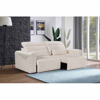 A Power Reclining Sleeper Sofa with an adjustable headrest and lumbar support
