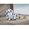 A push back reclining  in a soft, comfortable floral fabric.