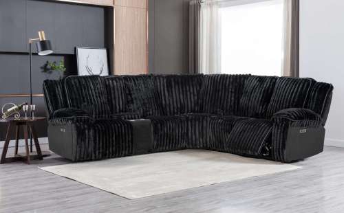 Plush Sectional Recliner Sofa with Bluetooth Speaker