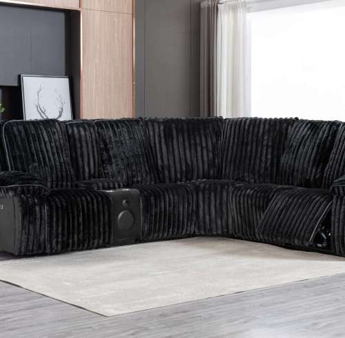 Plush Sectional Recliner Sofa with Bluetooth Speaker
