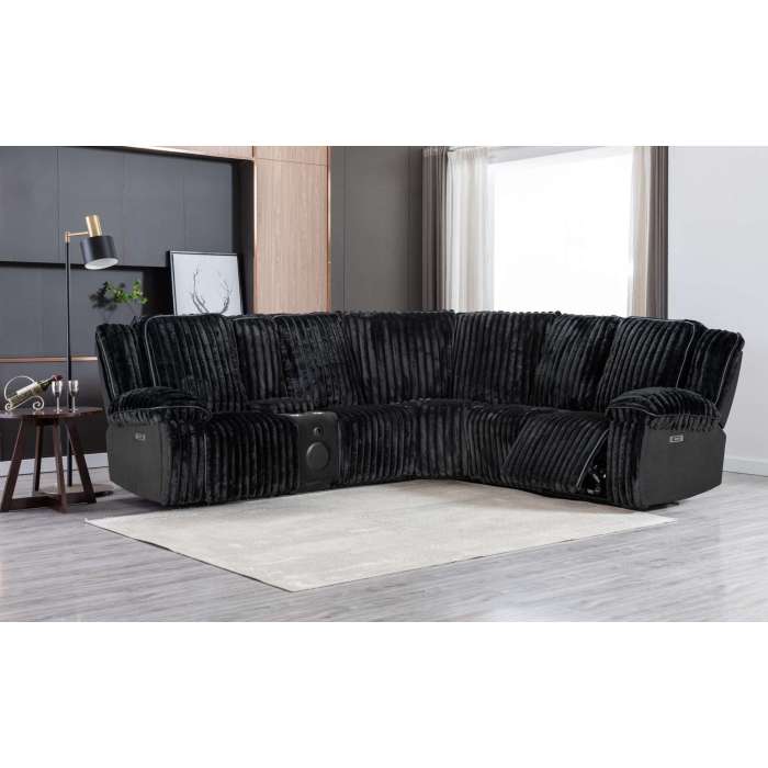 Plush Sectional Recliner Sofa with Bluetooth Speaker