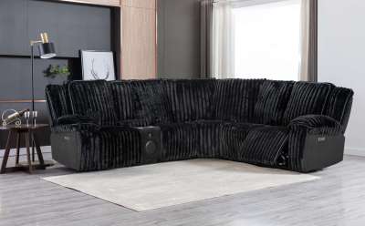 Plush Sectional Recliner Sofa with Bluetooth Speaker
