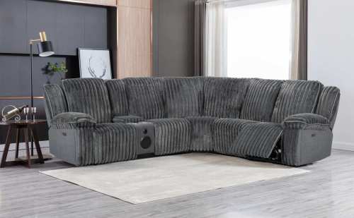 Plush Sectional Recliner Sofa with Bluetooth Speaker