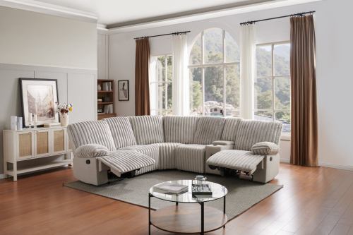 Plush Sectional Recliner Sofa with Bluetooth Speaker