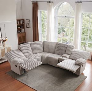 Plush Sectional Recliner Sofa with Bluetooth Speaker