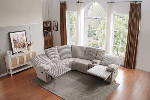 Plush Sectional Recliner Sofa with Bluetooth Speaker