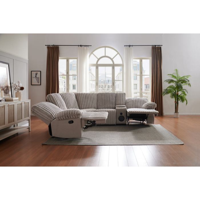Plush Sectional Recliner Sofa with Bluetooth Speaker