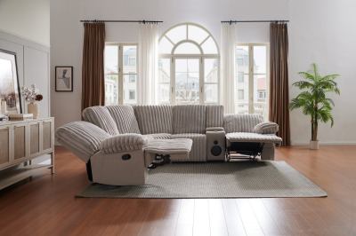 Plush Sectional Recliner Sofa with Bluetooth Speaker