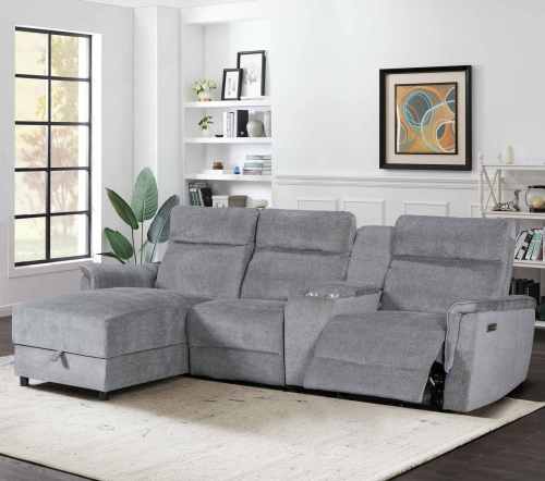 Electric Modular Recliner Sofa with Chaise Lounge and Storage