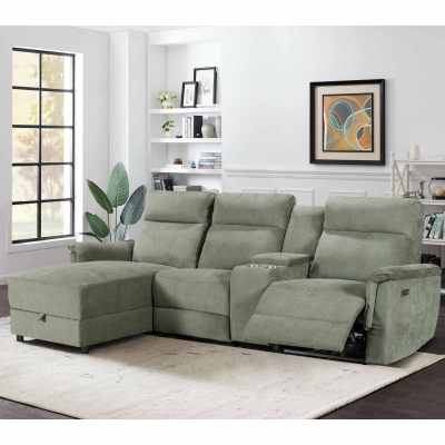 Electric Modular Recliner Sofa with Chaise Lounge and Storage