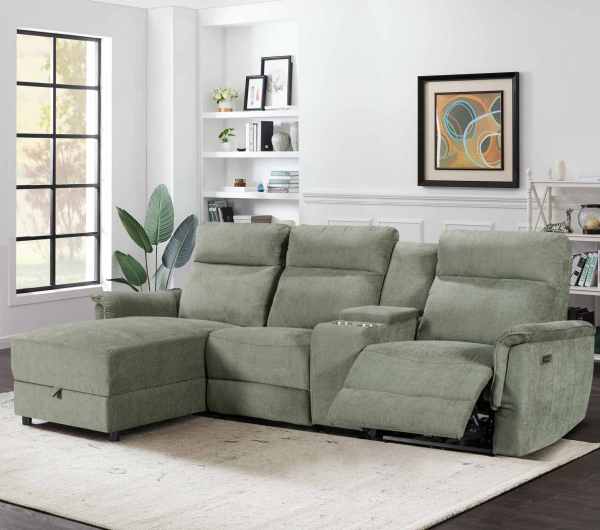 Electric Modular Recliner Sofa with Chaise Lounge and Storage