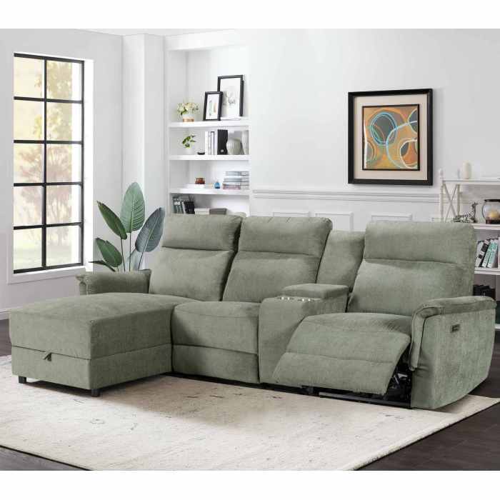 Electric Modular Recliner Sofa with Chaise Lounge and Storage