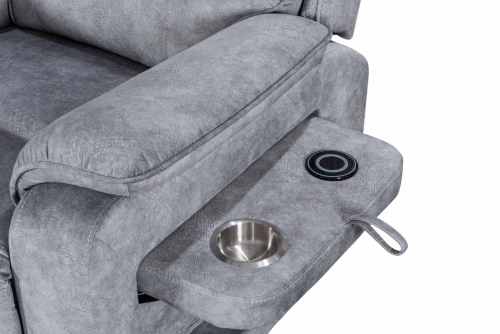 Elderly recliner chair with wireless charging and cup holder