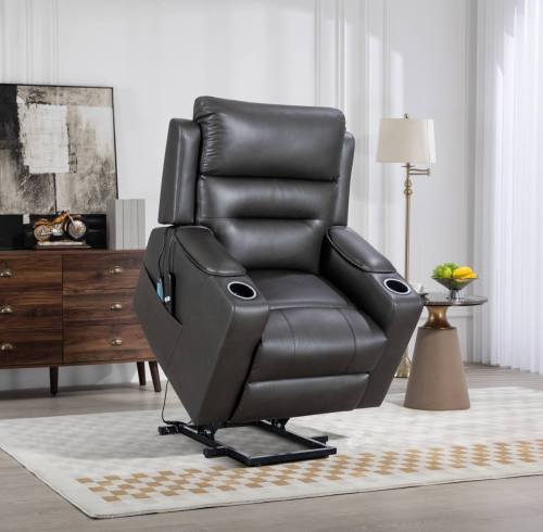Electric lift chair with 8-point massage function and storage armrests.