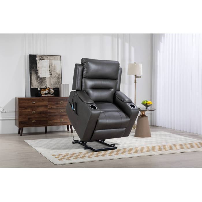 Electric lift chair with 8-point massage function and storage armrests.