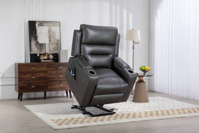 Electric lift chair with 8-point massage function and storage armrests.