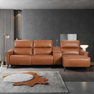 Power Reclining Sectional with Chaise and Integrated Reading Light