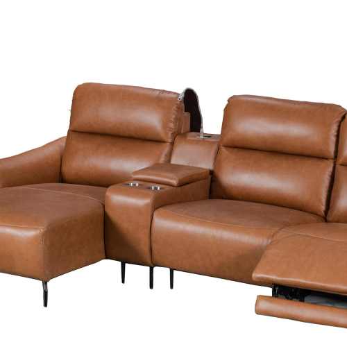 Power Reclining Sectional with Chaise and Integrated Reading Light