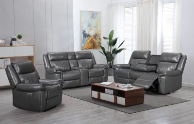 Manual Reclining Sectional with Integrated Bluetooth Speaker.