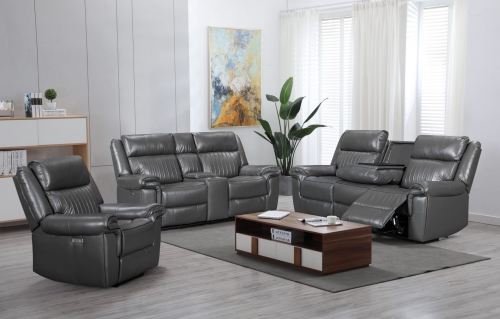 Manual Reclining Sectional with Integrated Bluetooth Speaker.