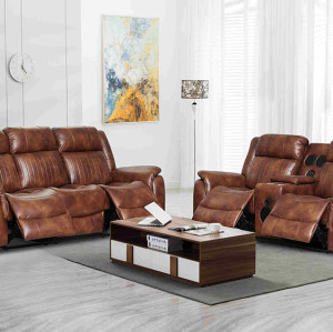 Manual Reclining Sectional with Integrated Bluetooth Speaker