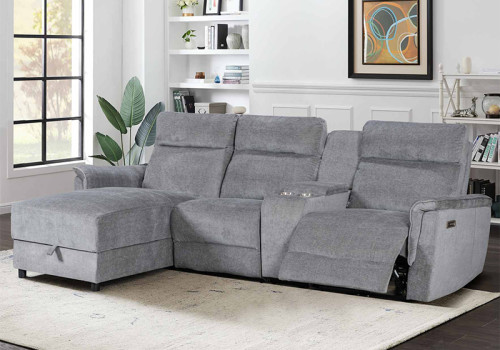 Electric Modular Recliner Sofa with Chaise Lounge and Storage