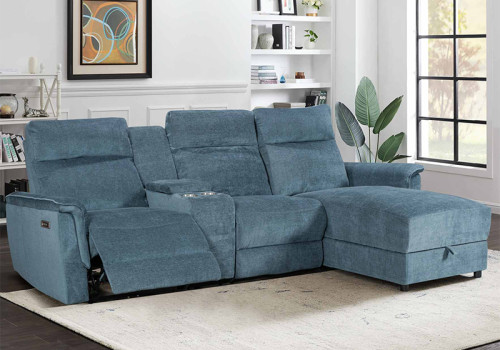 Electric Modular Recliner Sofa with Chaise Lounge and Storage