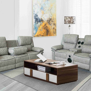 Comfortable manual recliner sofa set with Bluetooth speakers
