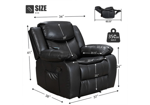 Air Leather Manual Motion Recliner Chair for Sale With Massage and Heating
