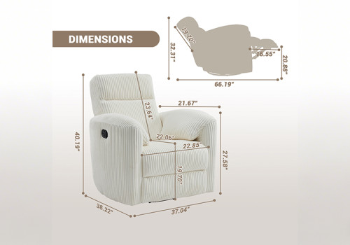 Fabric Recliner Chair with High Resilience Sponge Breathable for Nursery Room