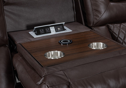 Genuine Leather Power Reclining Sofas with Bluetooth Speaker and Cup Holder