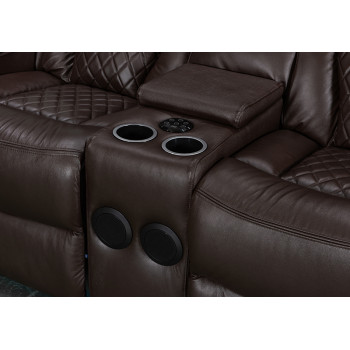 Genuine Leather Power Reclining Sofas with Bluetooth Speaker and Cup Holder