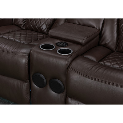 Genuine Leather Power Reclining Sofas with Bluetooth Speaker and Cup Holder