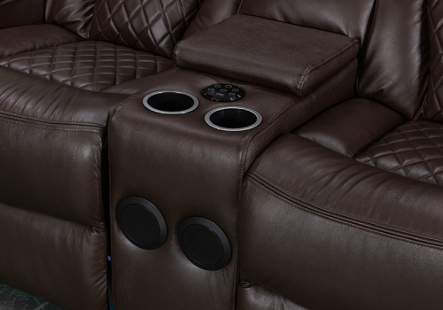Genuine Leather Power Reclining Sofas with Bluetooth Speaker and Cup Holder