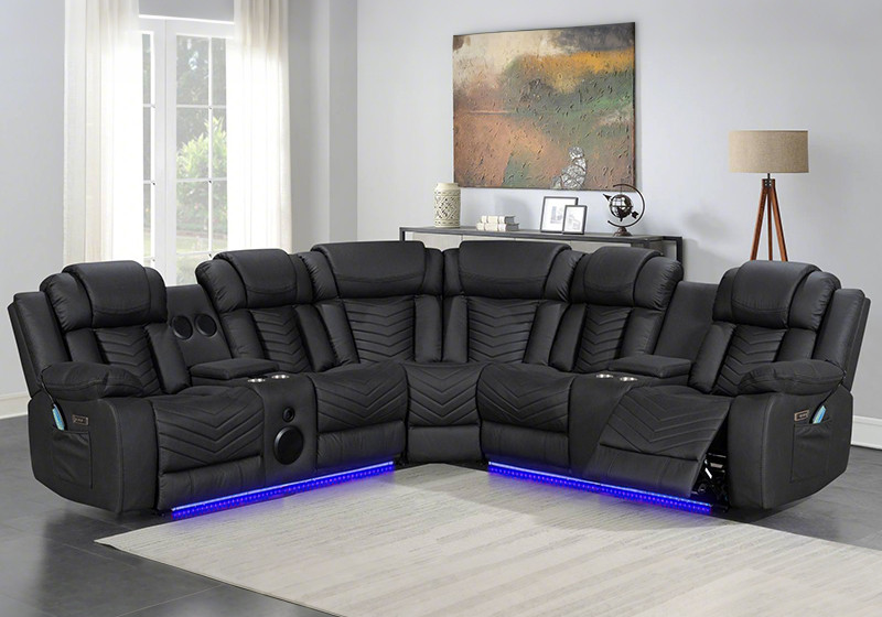 Sectional recliner sofa with Bluetooth, massage and heating