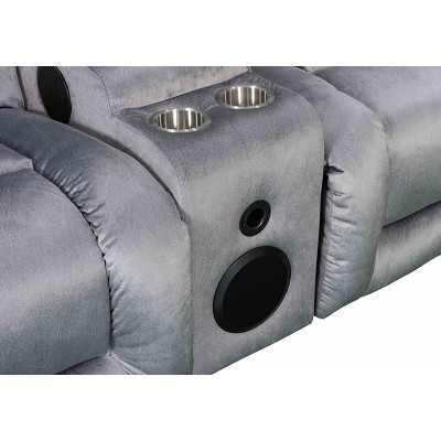 Sectional Recliner Sofa Set with Bluetooth and Cup holder for Living Room