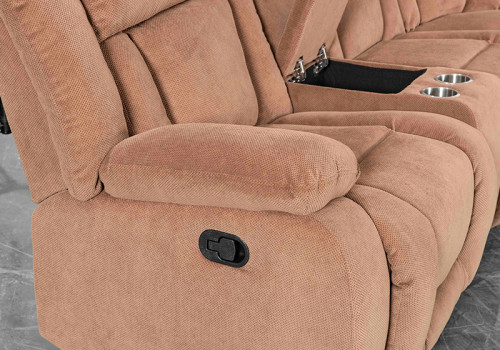Manual Sectional Recliner Sofa Set with Cup holders for Living Room