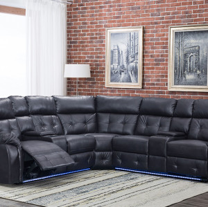 Comfortable Recliner Sofa Set With Cup Holder and LED Light for Living Room