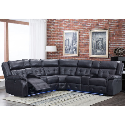 Comfortable Recliner Sofa Set With Cup Holder and LED Light for Living Room