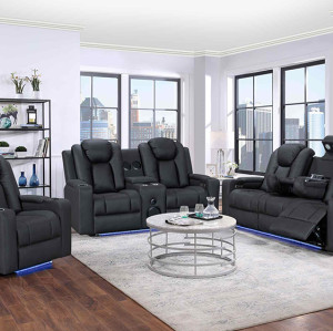 Comfortable Recliner Sofa Set With Bluetooth System and Drop down table
