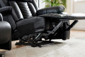 Black Leather Recliner Sofa Set With Lighting  For Living Room