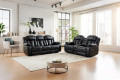 Black Leather Recliner Sofa Set With Lighting  For Living Room