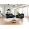 Black Leather Recliner Sofa Set With Lighting  For Living Room