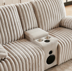 Crodury Fabric Recliner Set 3+2+1 with Built-In Bluetooth & Ambient Lighting
