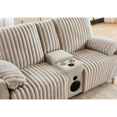 Crodury Fabric Recliner Set 3+2+1 with Built-In Bluetooth & Ambient Lighting