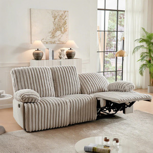 Three Seater Recliner Sofa Set,Crodury Fabric Recliner with Bluetooth Audio & USB Port